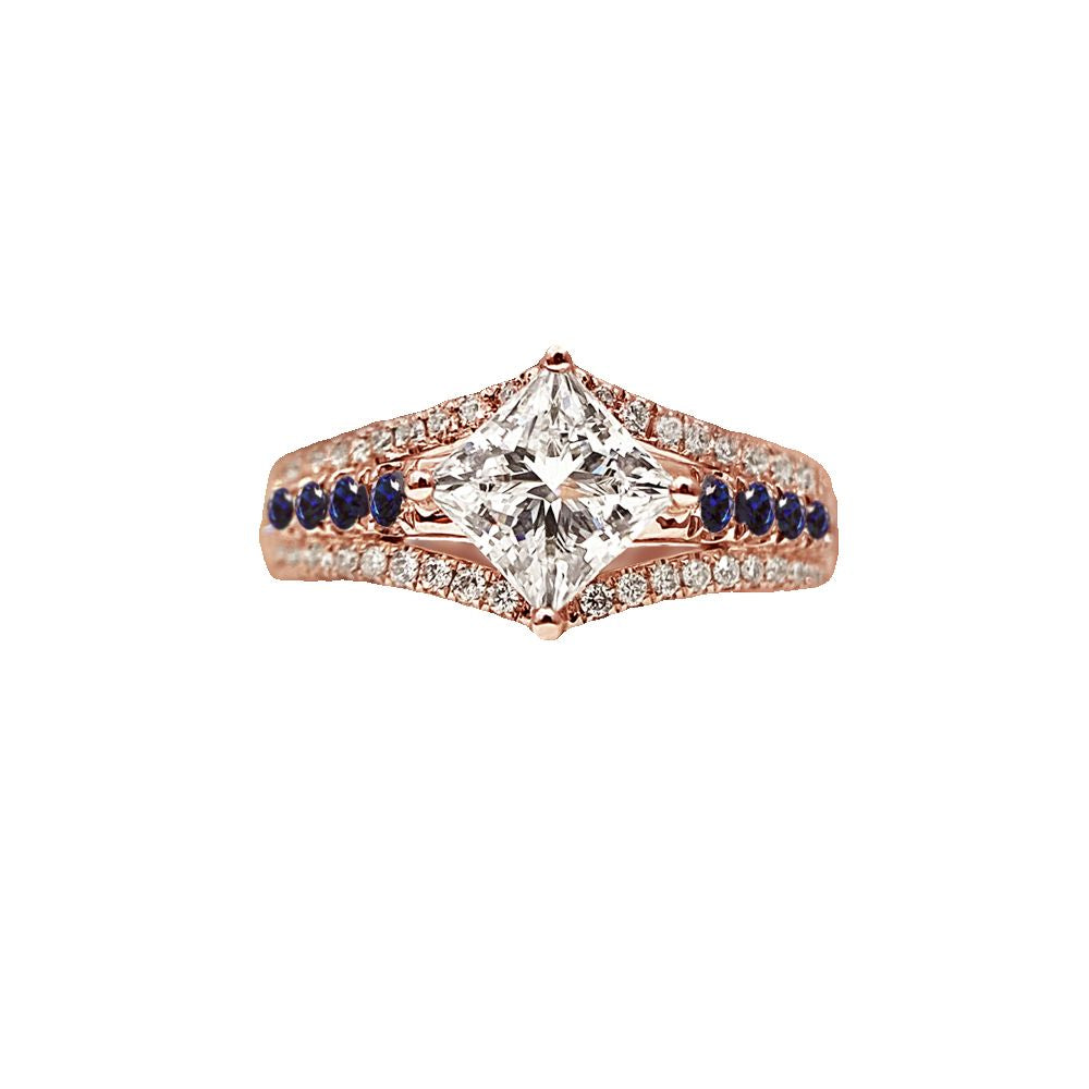 Yi an 18K gold Galaxy princess diamond ring for women engagement ring with sapphires custom made image 4