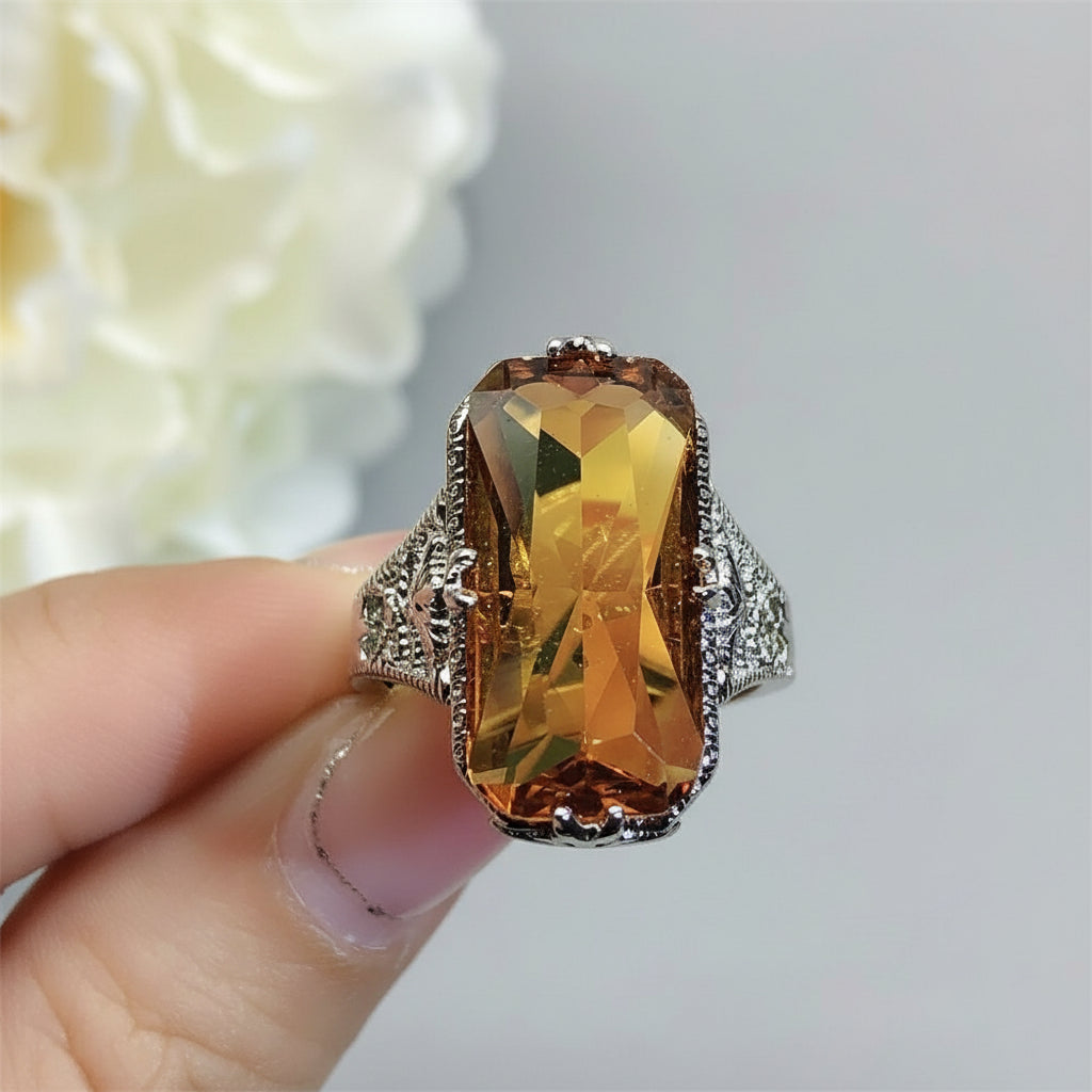 Exquisite Carved Crystal Ring
