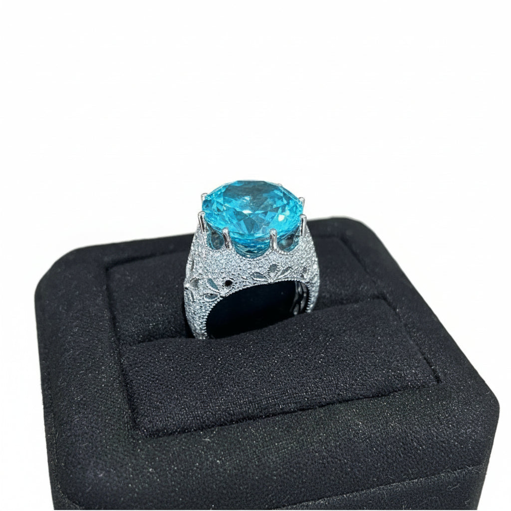 18ct Luxury Lace edged Ring Silver plated