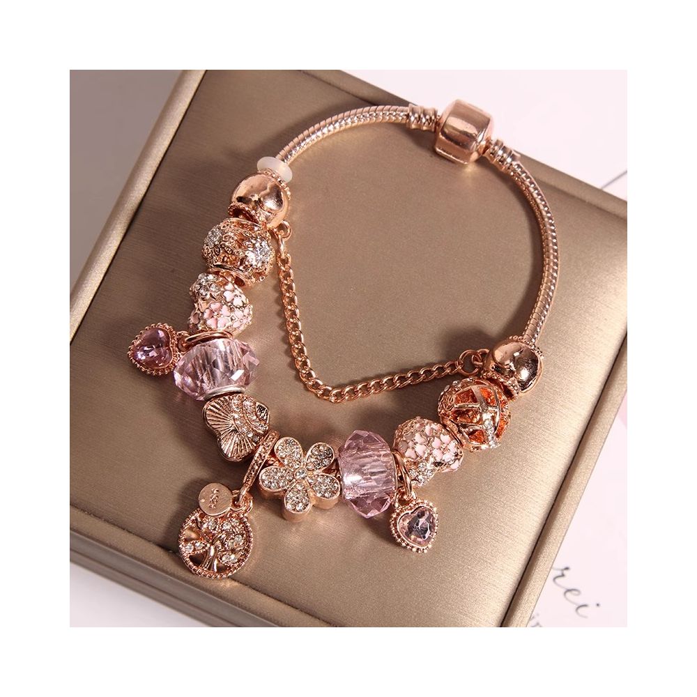 Ins niche light luxury Pan family style bracelet female internet celebrity forest series purple glass bead love pendant bracelet wristband image 8