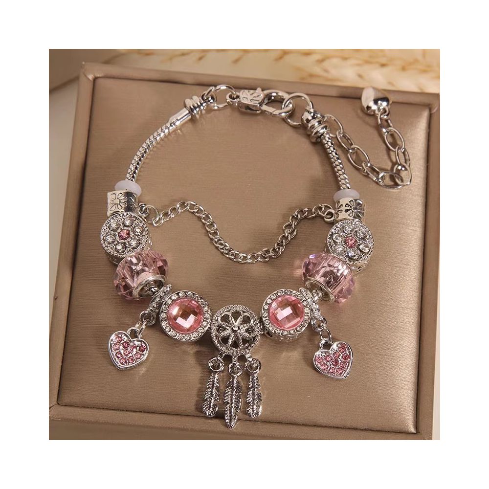 Ins niche light luxury Pan family style bracelet female internet celebrity forest series purple glass bead love pendant bracelet wristband image 12