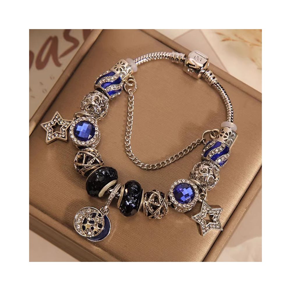 Ins niche light luxury Pan family style bracelet female internet celebrity forest series purple glass bead love pendant bracelet wristband image 15