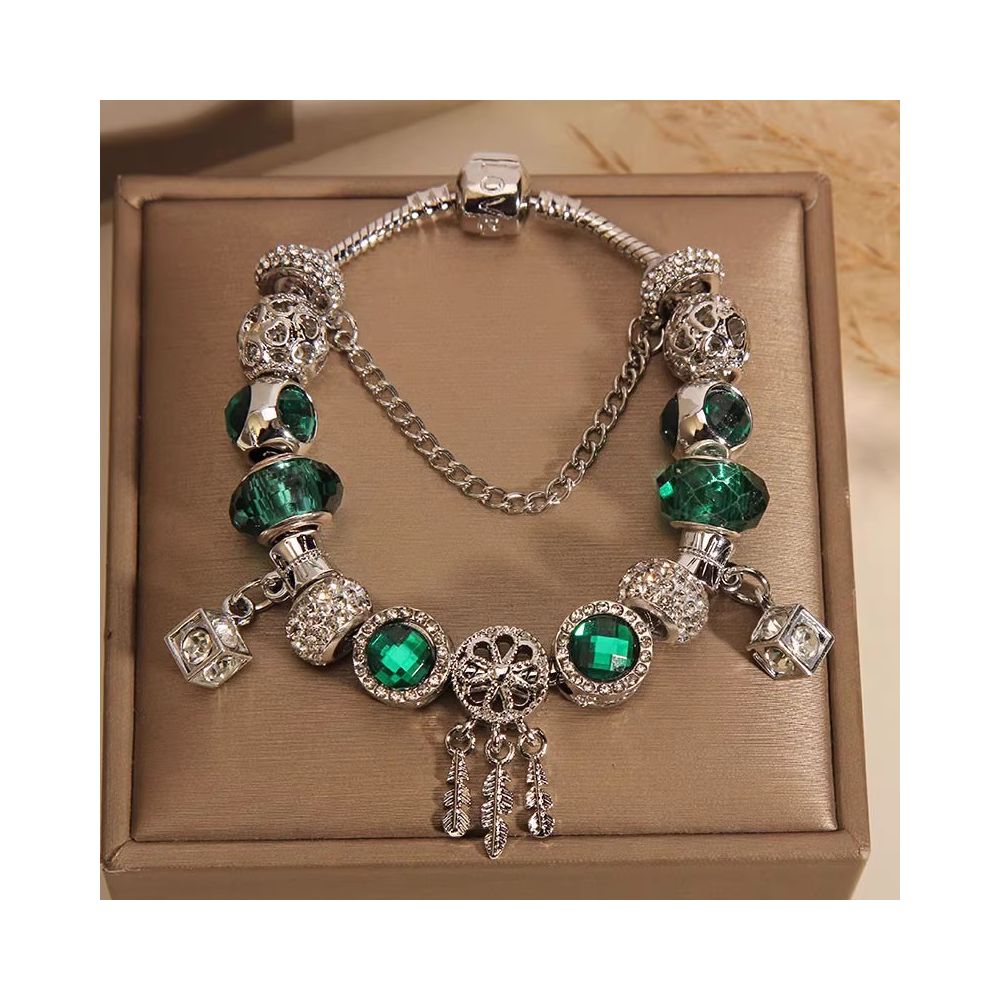 Ins niche light luxury Pan family style bracelet female internet celebrity forest series purple glass bead love pendant bracelet wristband image 19