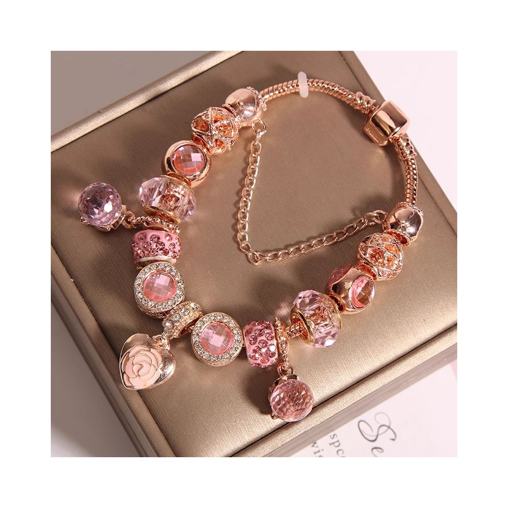 Ins niche light luxury Pan family style bracelet female internet celebrity forest series purple glass bead love pendant bracelet wristband image 21