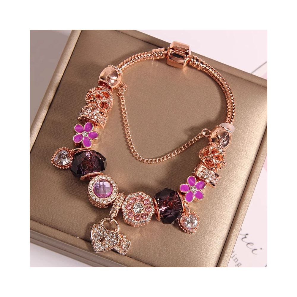 Ins niche light luxury Pan family style bracelet female internet celebrity forest series purple glass bead love pendant bracelet wristband image 22