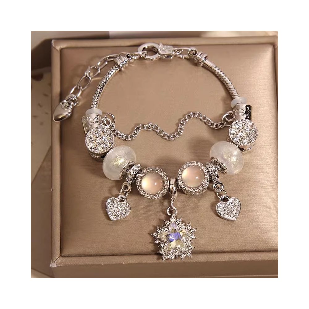 Ins niche light luxury Pan family style bracelet female internet celebrity forest series purple glass bead love pendant bracelet wristband image 27