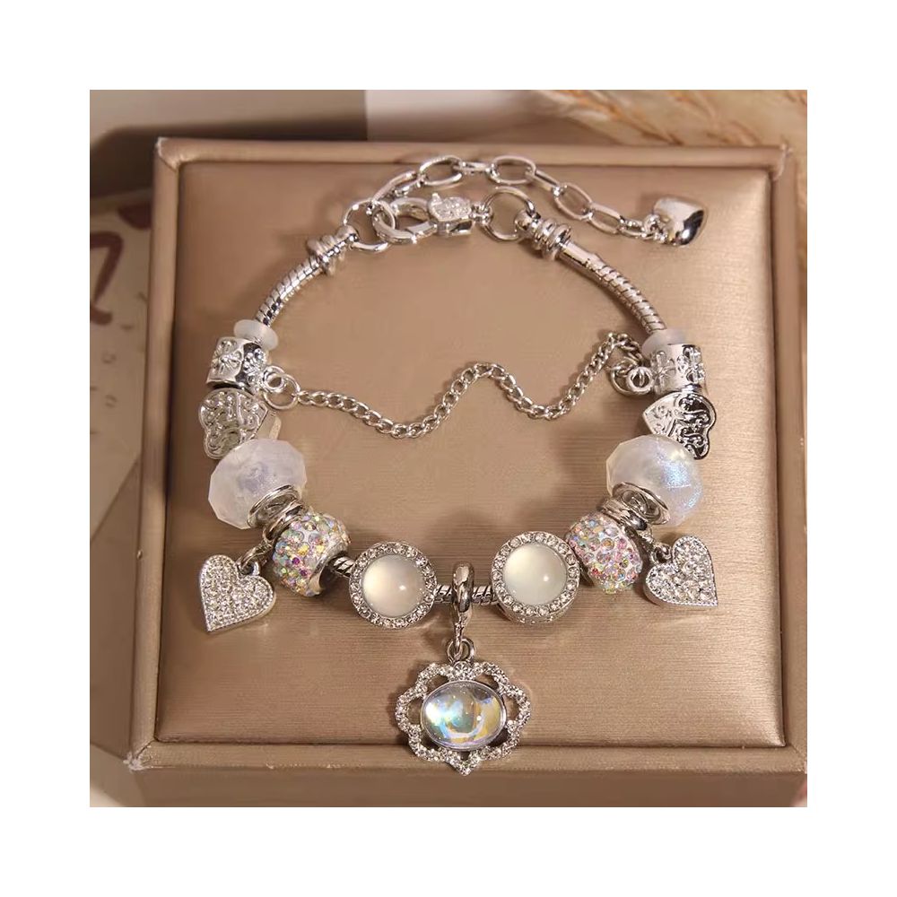 Ins niche light luxury Pan family style bracelet female internet celebrity forest series purple glass bead love pendant bracelet wristband image 28