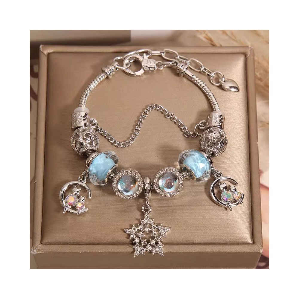 Ins niche light luxury Pan family style bracelet female internet celebrity forest series purple glass bead love pendant bracelet wristband image 29