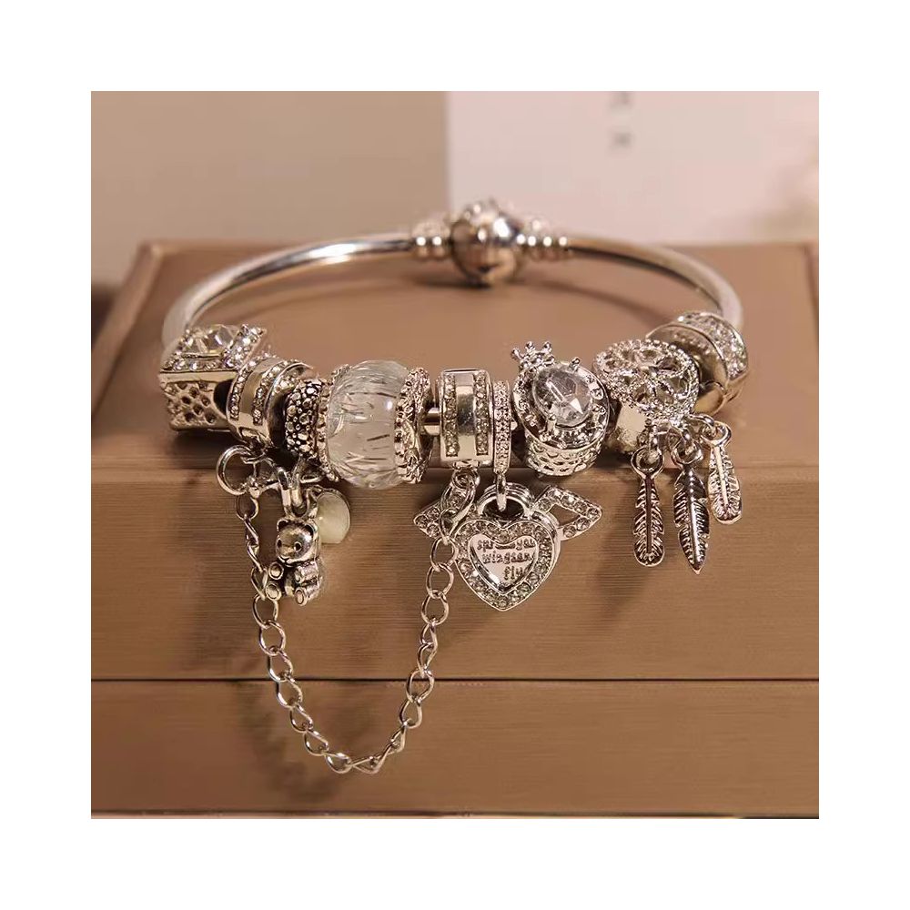 Ins niche light luxury Pan family style bracelet female internet celebrity forest series purple glass bead love pendant bracelet wristband image 32