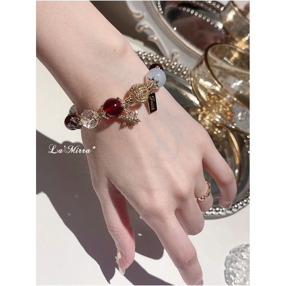 INS Christmas Winter Snowflake Natural Wine Market White Crystal Aupu protein bracelet design bracelet new year gift image 4