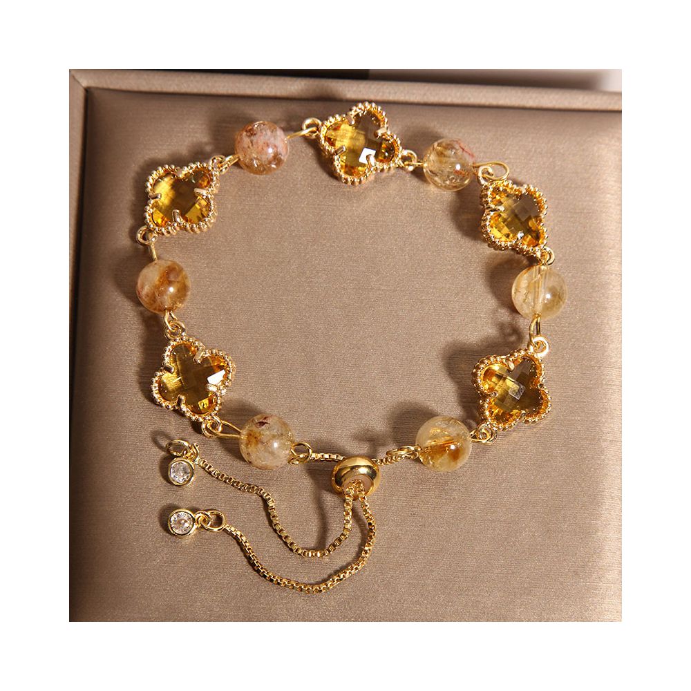 RenHa Original Dreamy Natural Amethyst Bracelet for Women Luxurious Retro Exquisite Four Leaf Clover Bracelet High End Feel image 3