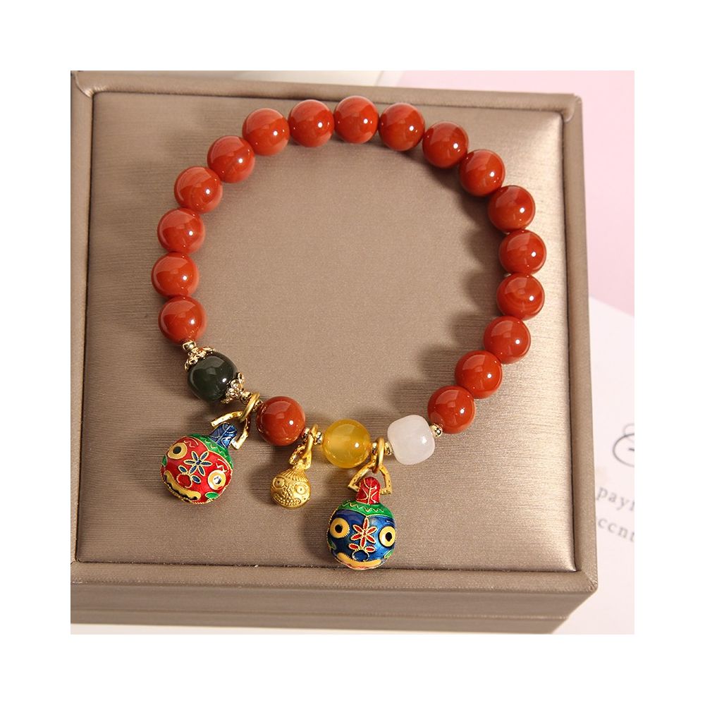 Natural Southern Red Agate Multi layer Bracelet Women s Retro Ethnic Style Jade Peace Buckle Pendant Hand String Internet Celebrity Bracelet Trendy image 8