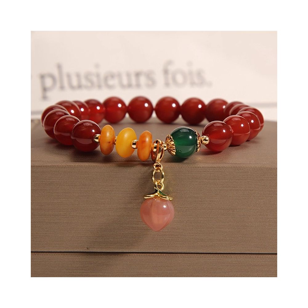 Natural Southern Red Agate Multi layer Bracelet Women s Retro Ethnic Style Jade Peace Buckle Pendant Hand String Internet Celebrity Bracelet Trendy image 15