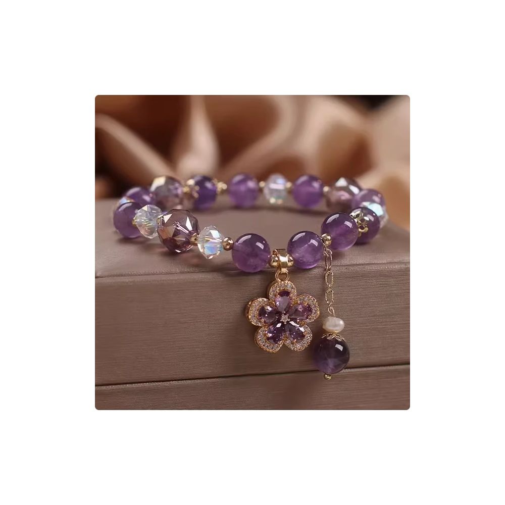 Japanese and Korean style niche bracelet amethyst ice heart pendant bracelet rose glass zircon bracelet lavender design bracelet 2023 new girls trendy accessory image 7