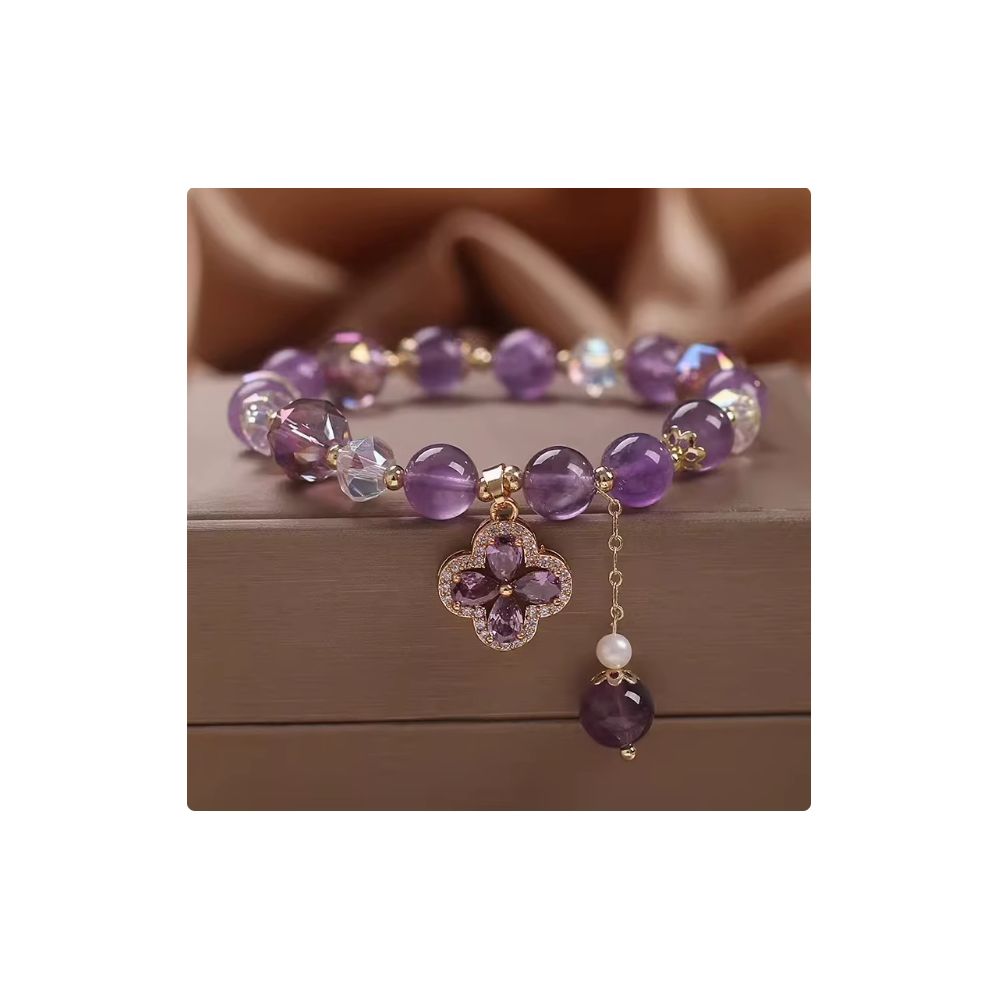 Amethyst ice heart pendant bracelet