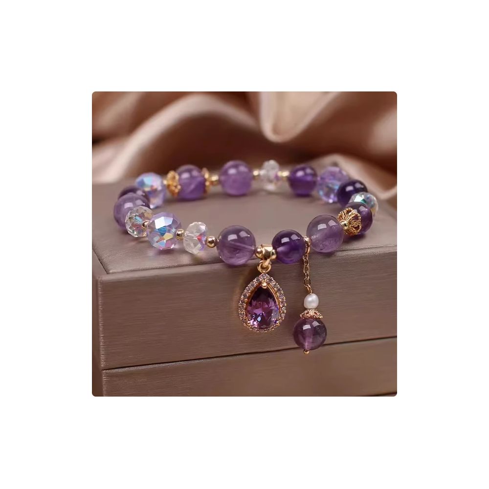 Japanese and Korean style niche bracelet amethyst ice heart pendant bracelet rose glass zircon bracelet lavender design bracelet 2023 new girls trendy accessory image 16