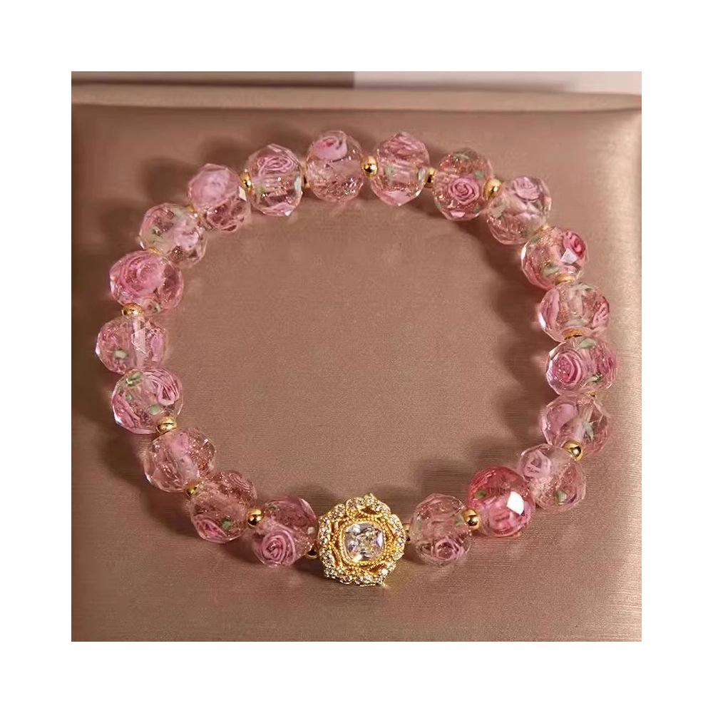 Japanese and Korean style niche bracelet amethyst ice heart pendant bracelet rose glass zircon bracelet lavender design bracelet 2023 new girls trendy accessory image 18