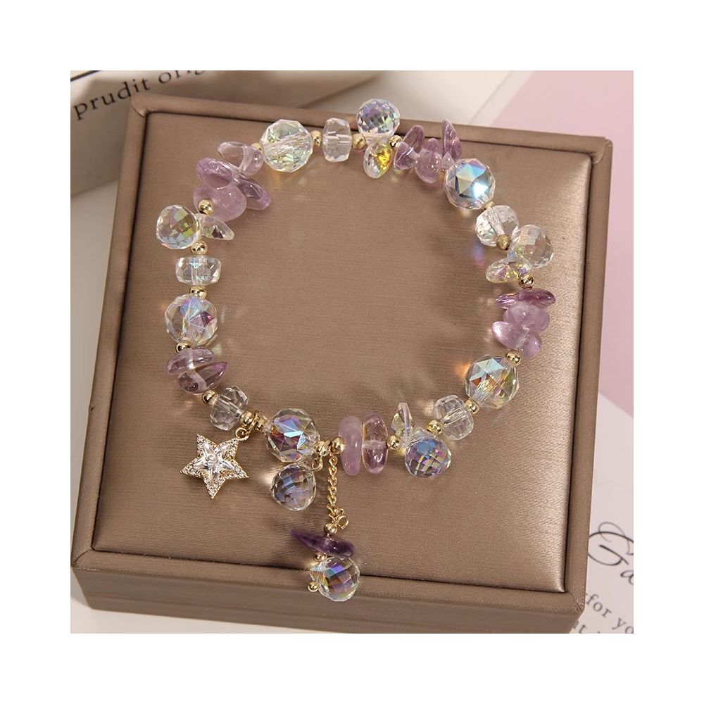 Japanese and Korean style niche bracelet amethyst ice heart pendant bracelet rose glass zircon bracelet lavender design bracelet 2023 new girls trendy accessory image 19