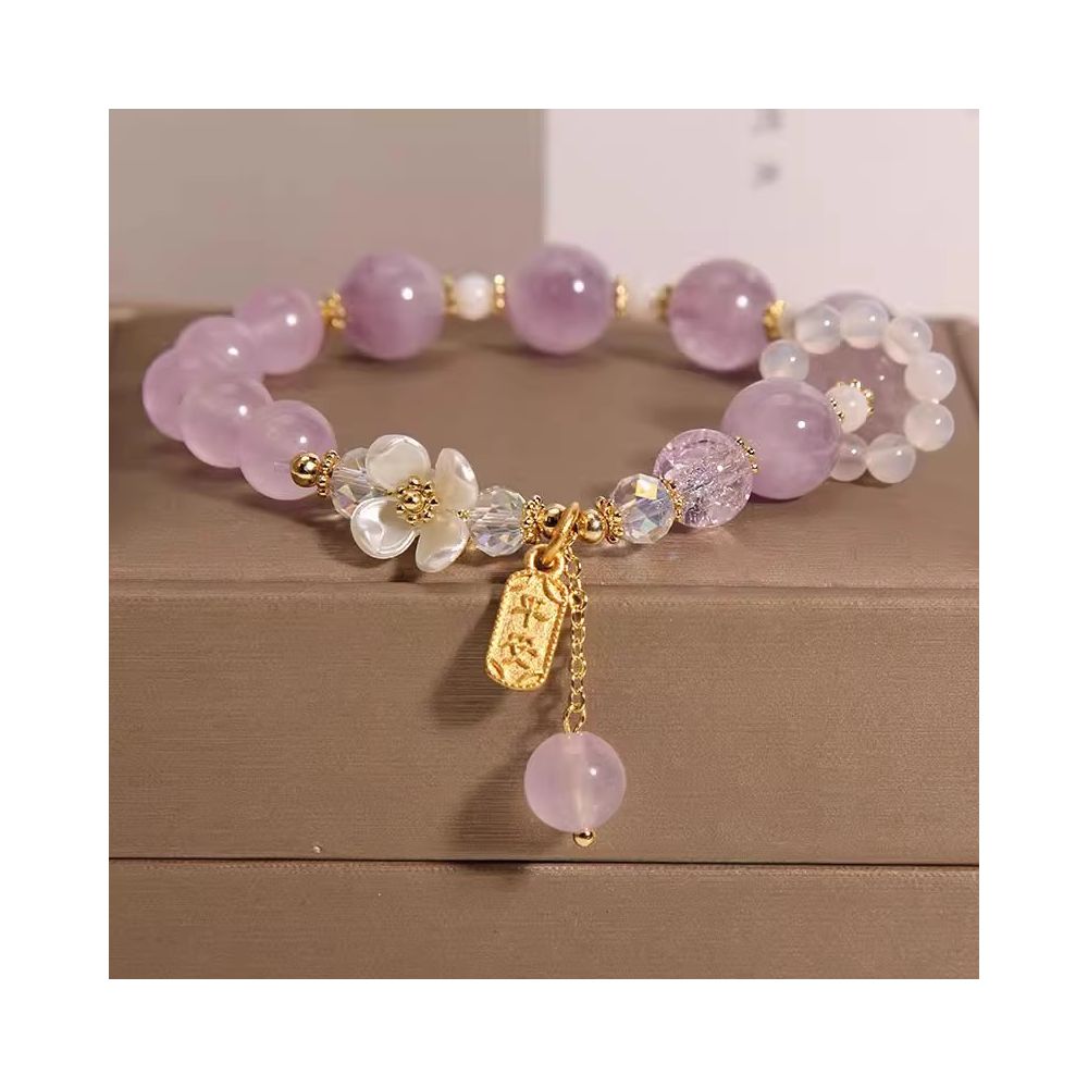 Japanese and Korean style niche bracelet amethyst ice heart pendant bracelet rose glass zircon bracelet lavender design bracelet 2023 new girls trendy accessory image 24