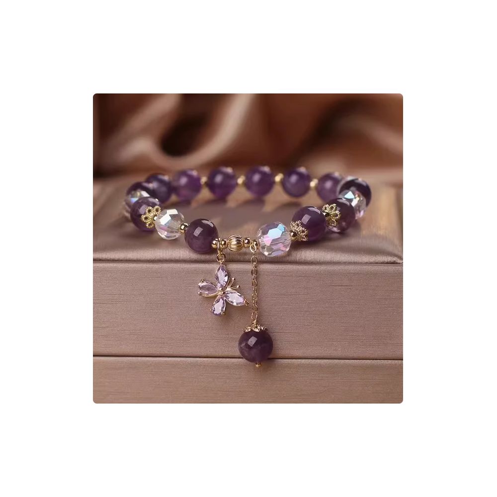 Japanese and Korean style niche bracelet amethyst ice heart pendant bracelet rose glass zircon bracelet lavender design bracelet 2023 new girls trendy accessory image 29