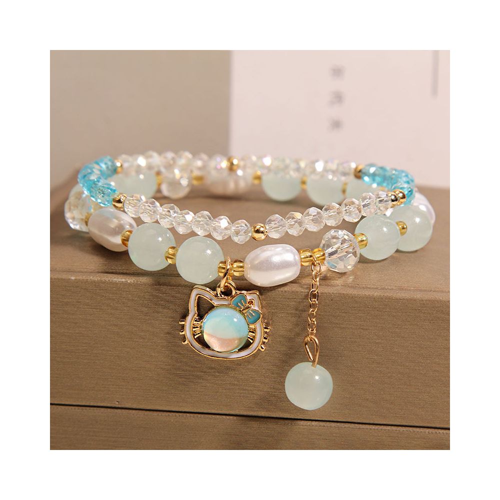 Korean Little Fresh Cute Cat Girl Bracelet Internet Celebrity Little Girl Crystal Bracelet Girl s Best Friend Student Bracelet image 2