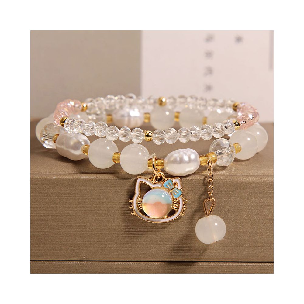 Korean Little Fresh Cute Cat Girl Bracelet Internet Celebrity Little Girl Crystal Bracelet Girl s Best Friend Student Bracelet image 4