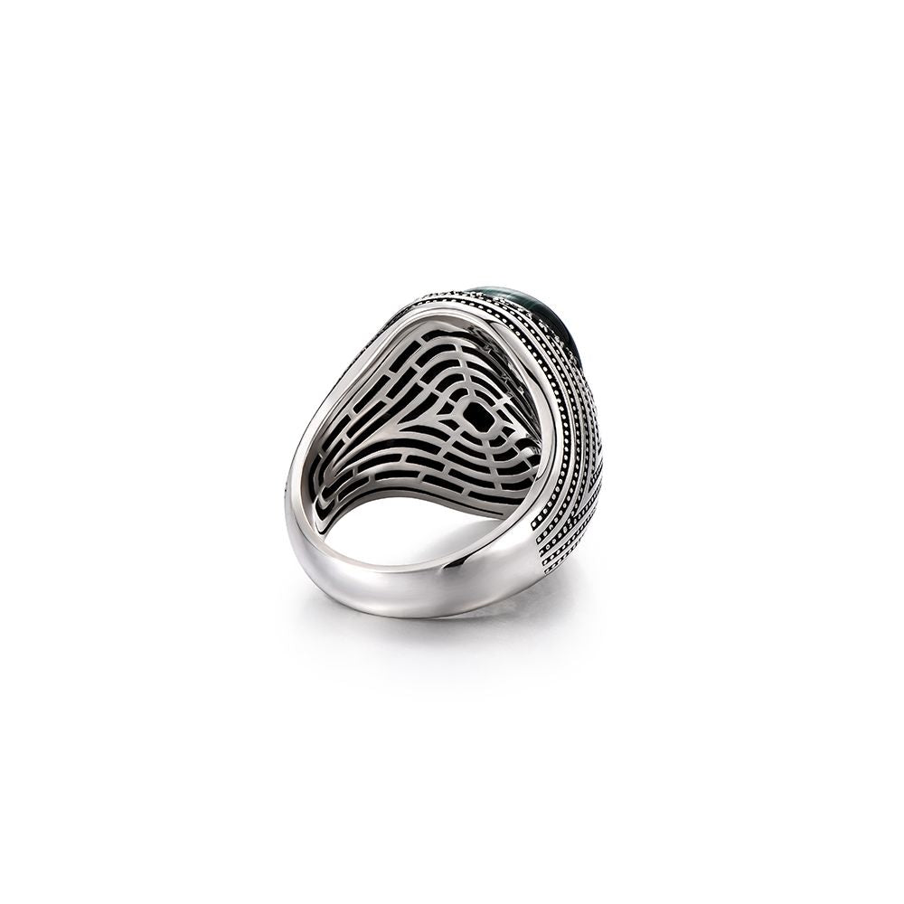 IDEAGEMER Malachite Ring for Men Retro Trendy Luxurious Sophisticated and Personalized Closed Loop Ring image 5