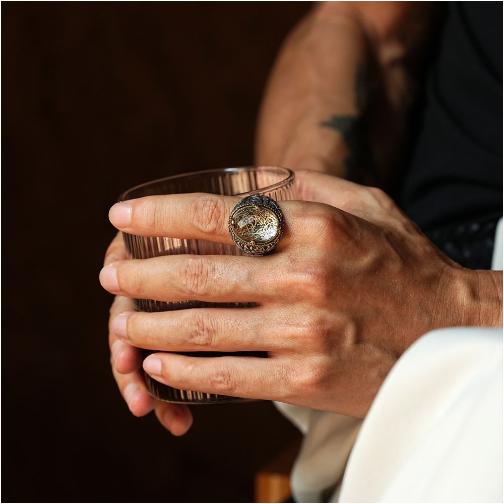 IDEAGEMER Crystal Ring for Men Niche Design High End Vintage Distressed Trendy Versatile Ring image 4