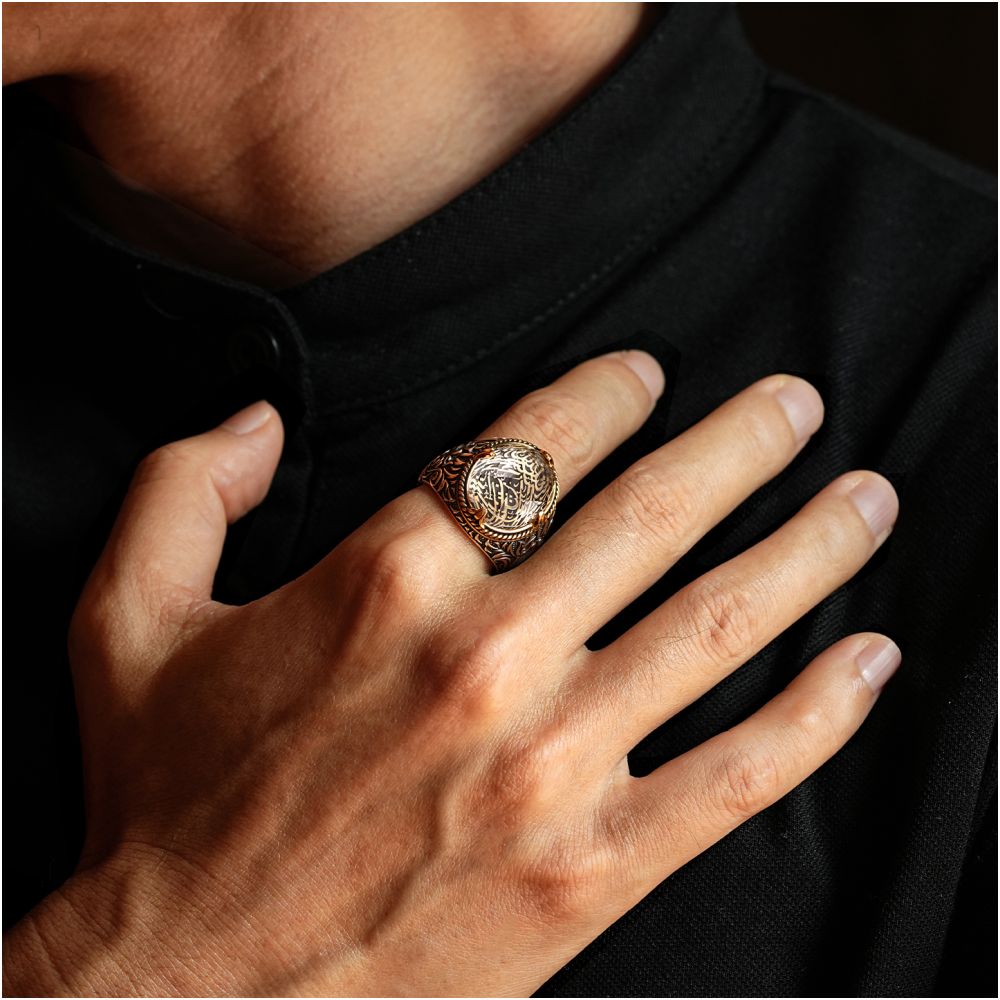 IDEAGEMER Crystal Ring for Men Niche Design High End Vintage Distressed Trendy Versatile Ring image 5