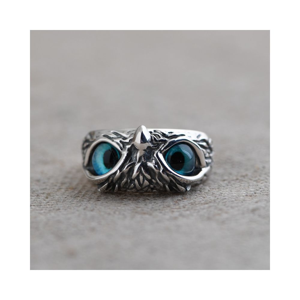 Sterling silver owl ring eagle men s ring eagle head S925 silver vintage silver jewelry index finger personalized ring trendy men s and women s ring image 3