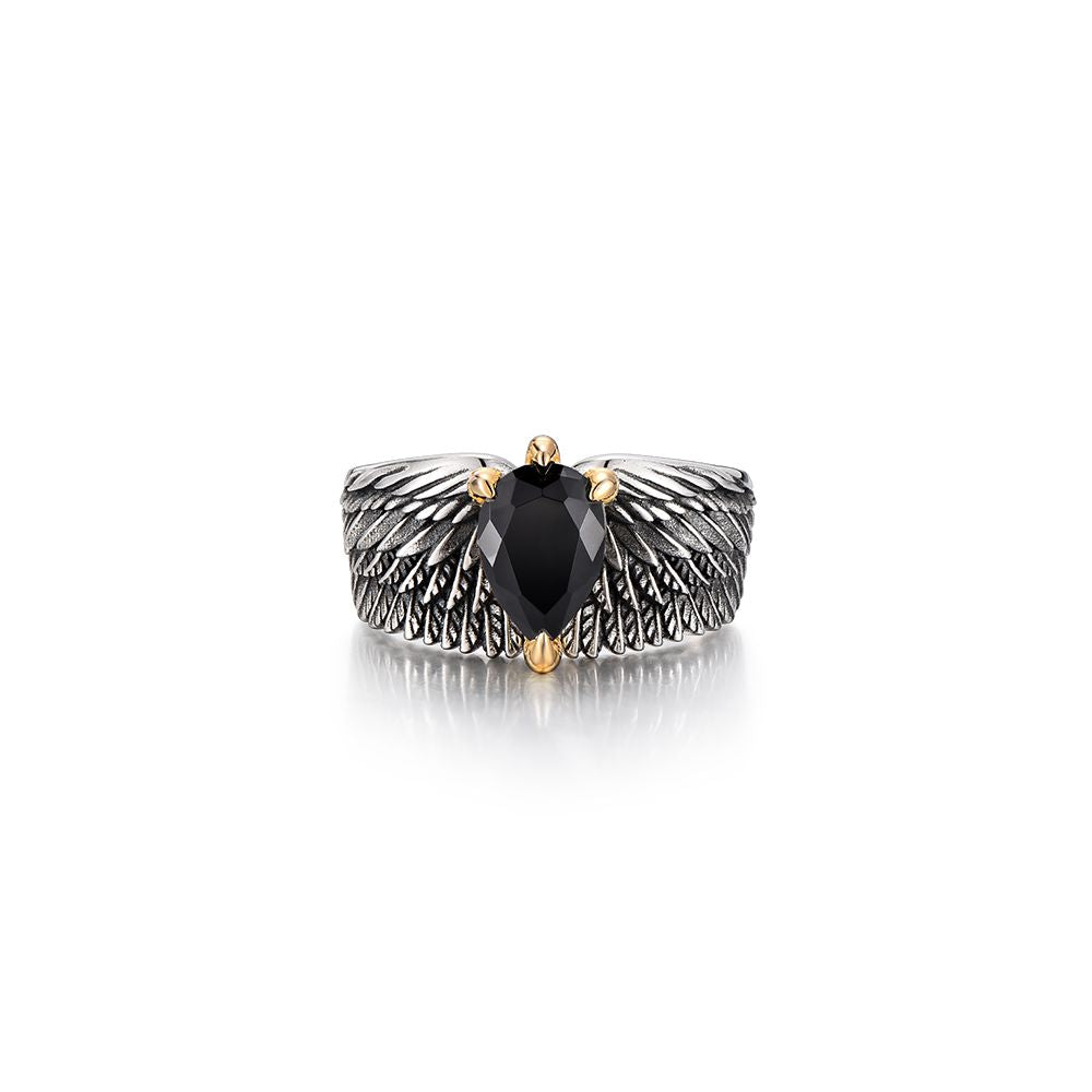 IDEAGEMER Eagle Wings Men s Ring Trendy High End Retro Distressed Unique Men s Ring image 6