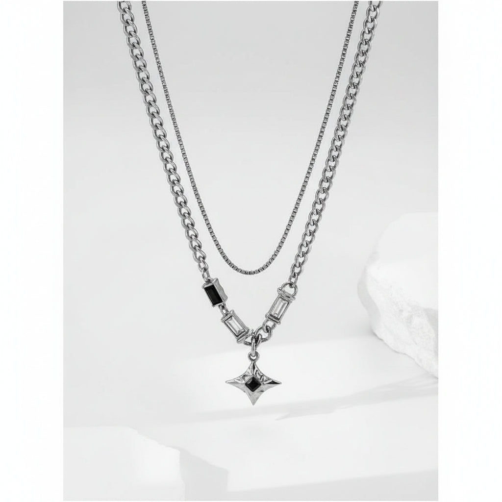 Cooraree Starry Layer Necklace for Men Sophisticated and Versatile Accessory Men s Necklace Same Style as Zhu Zhixin and Jackson Wang image 2