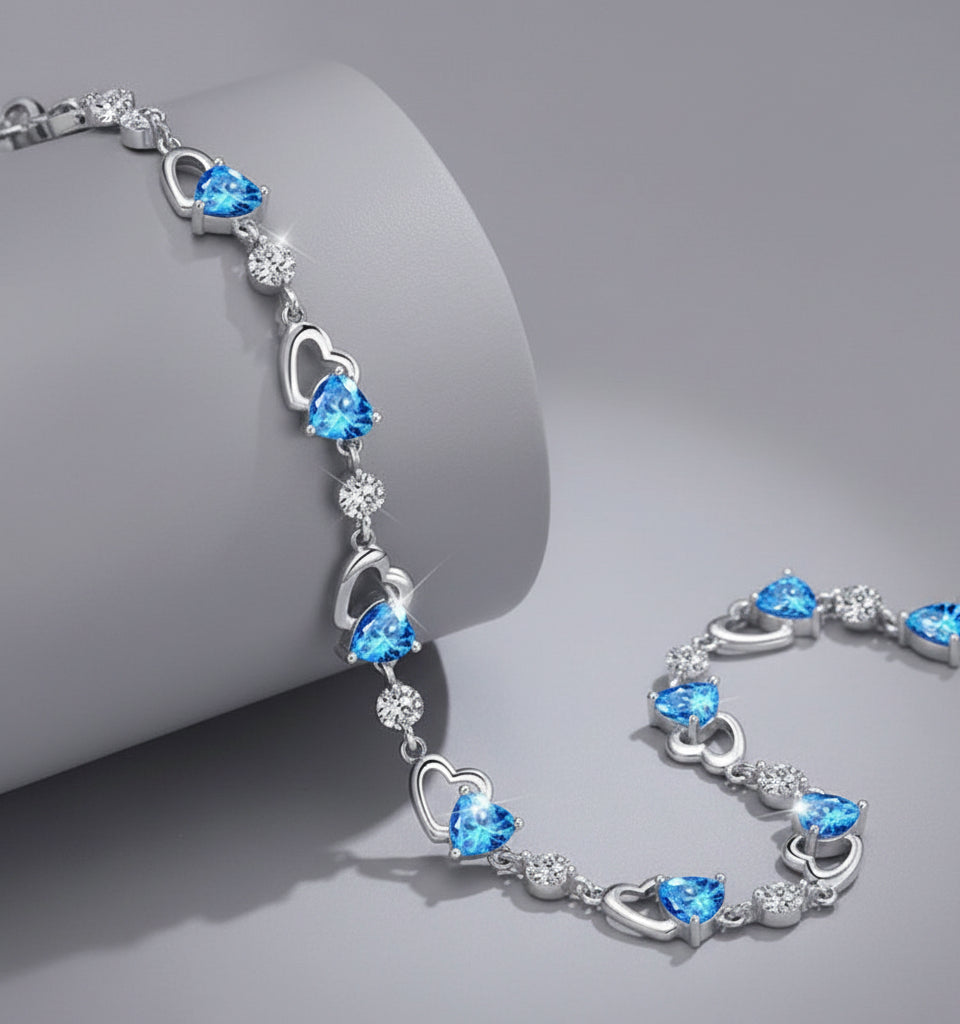 Ocean Heart 999 sterling silver bracelet for girls light luxury 2025 hot item birthday and Christmas gift for girlfriend and wife image 1