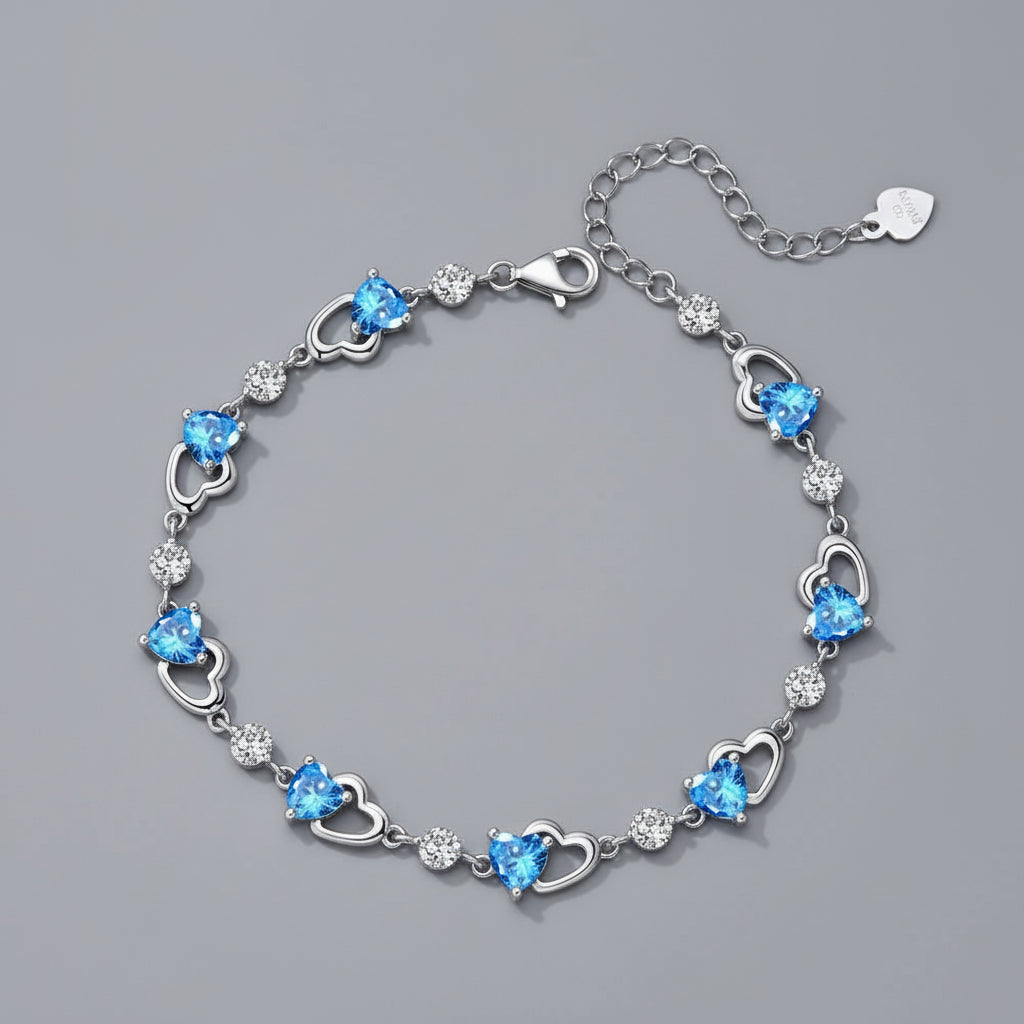 Ocean Heart 999 sterling silver bracelet for girls light luxury 2025 hot item birthday and Christmas gift for girlfriend and wife image 2