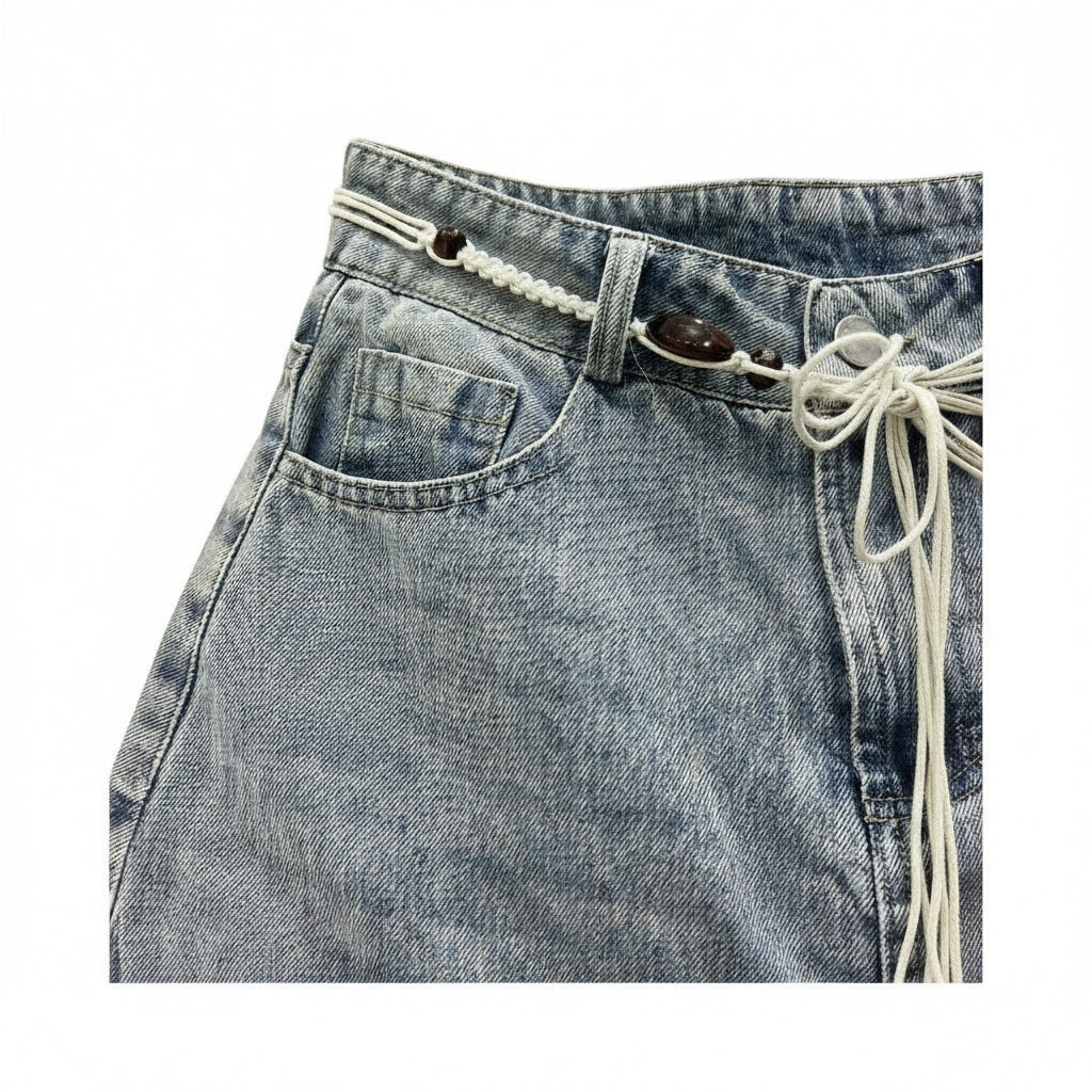 2025 Spring Summer New Splicing Mesh Cake Cowboy Skirt for Women High Waist Fashion Splicing Mesh Long Skirt image 2