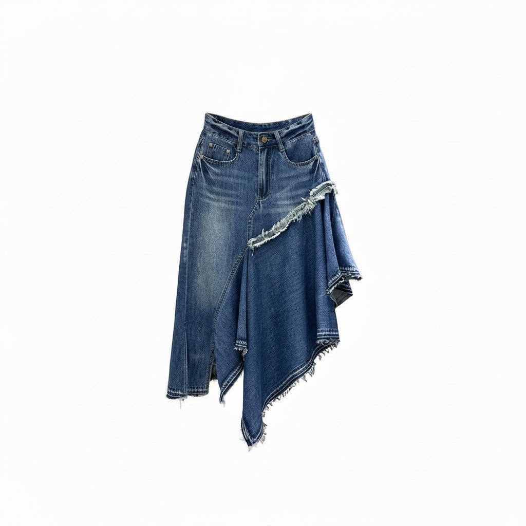 Frayed edges high waisted skirt