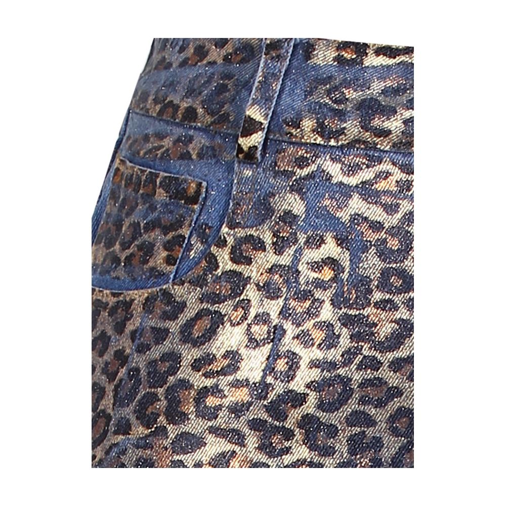 Autumn and winter designer style American retro hot gold leopard print loose and elongated straight leg wide leg jeans pants for women image 3