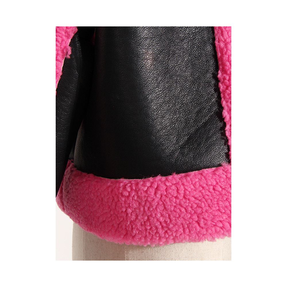 Autumn and winter design sense niche contrasting PU leather splicing imitation fur lamb fur fur integrated motorcycle jacket jacket for women image 3