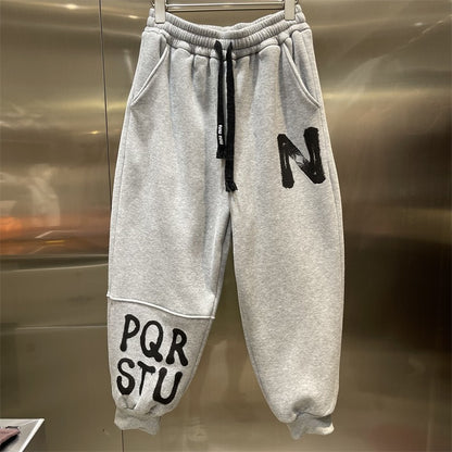 Cozy letter print sweatpants trendy sports loose joggers pant