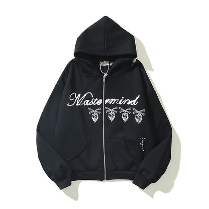 Hoodied autumn and winter letters unisex zipper hoodies oversze