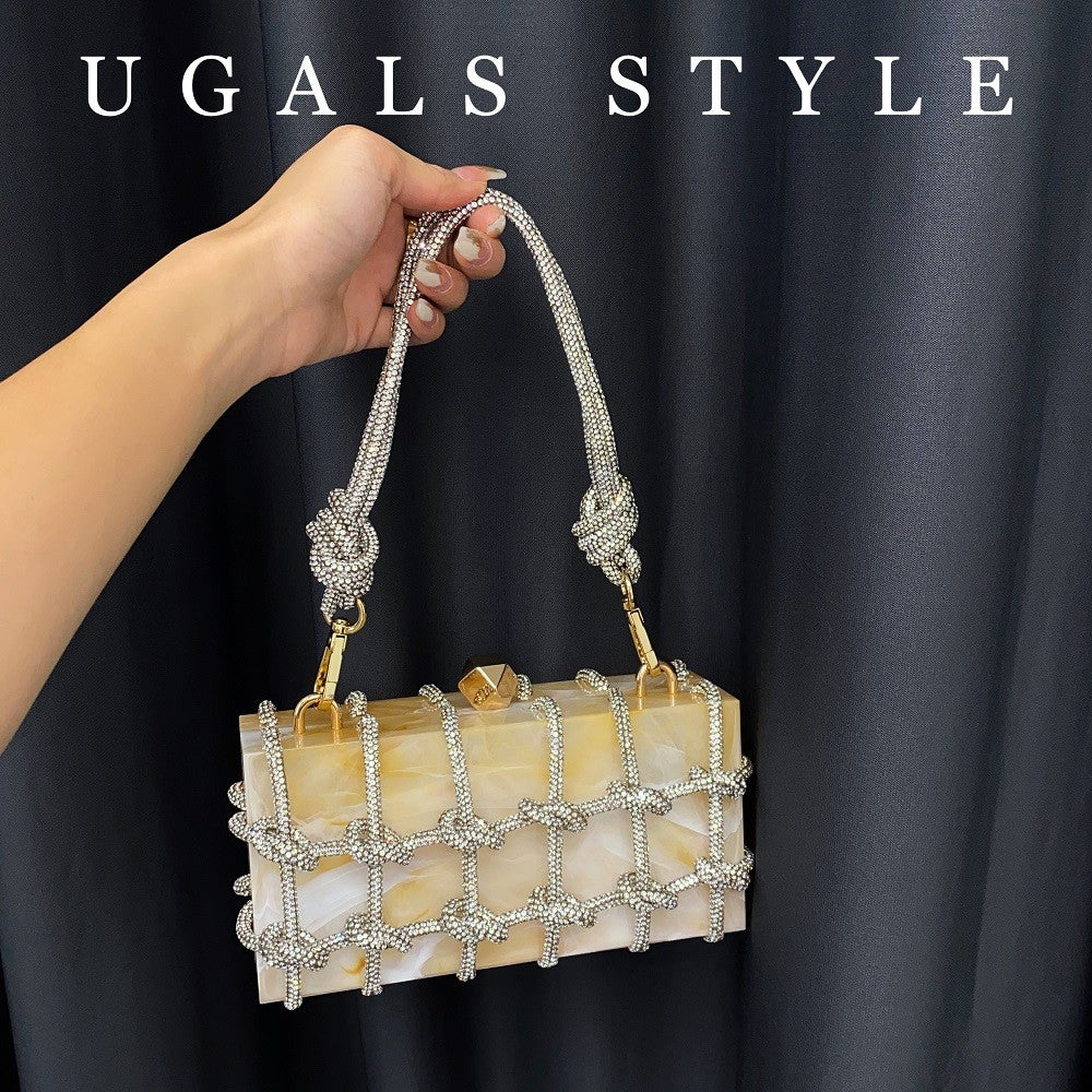 Marble woven water diamond square bag