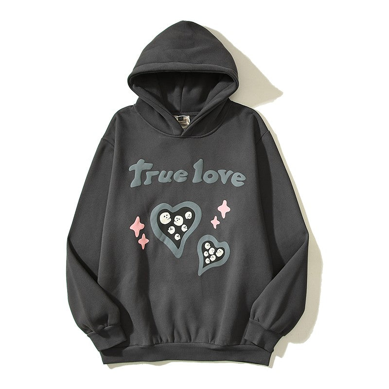 Love oversize high street graffiti hooded sweatshirt couple casual hoodie