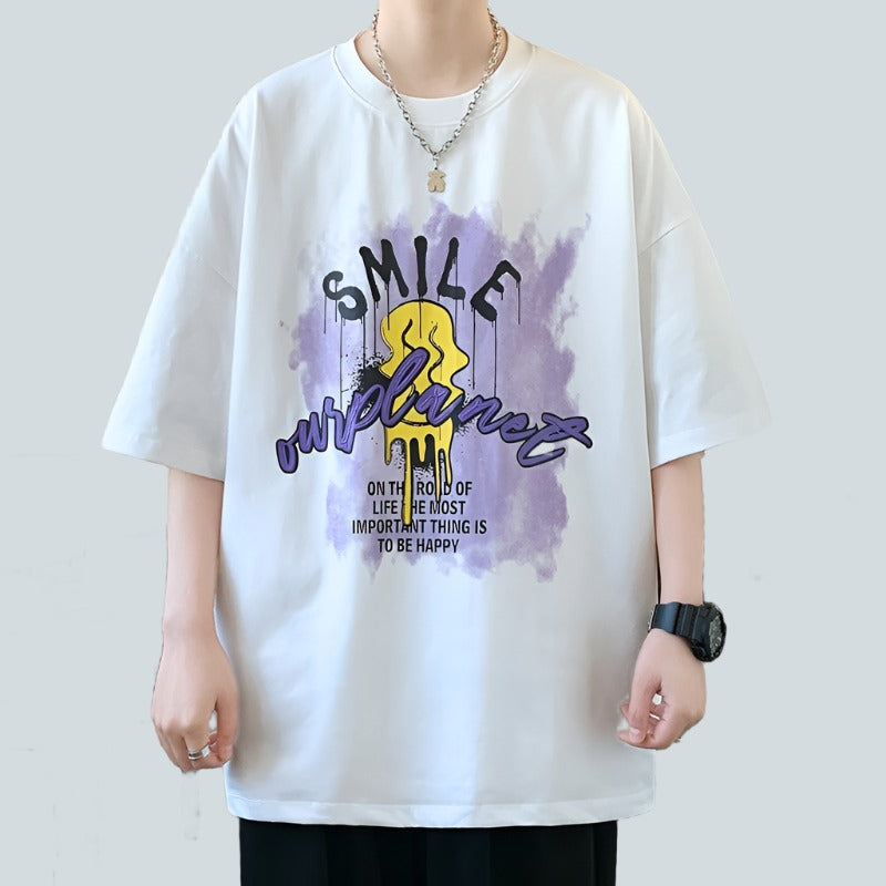 Heavyweight short-sleeved T-shirt men's summe graffiti top