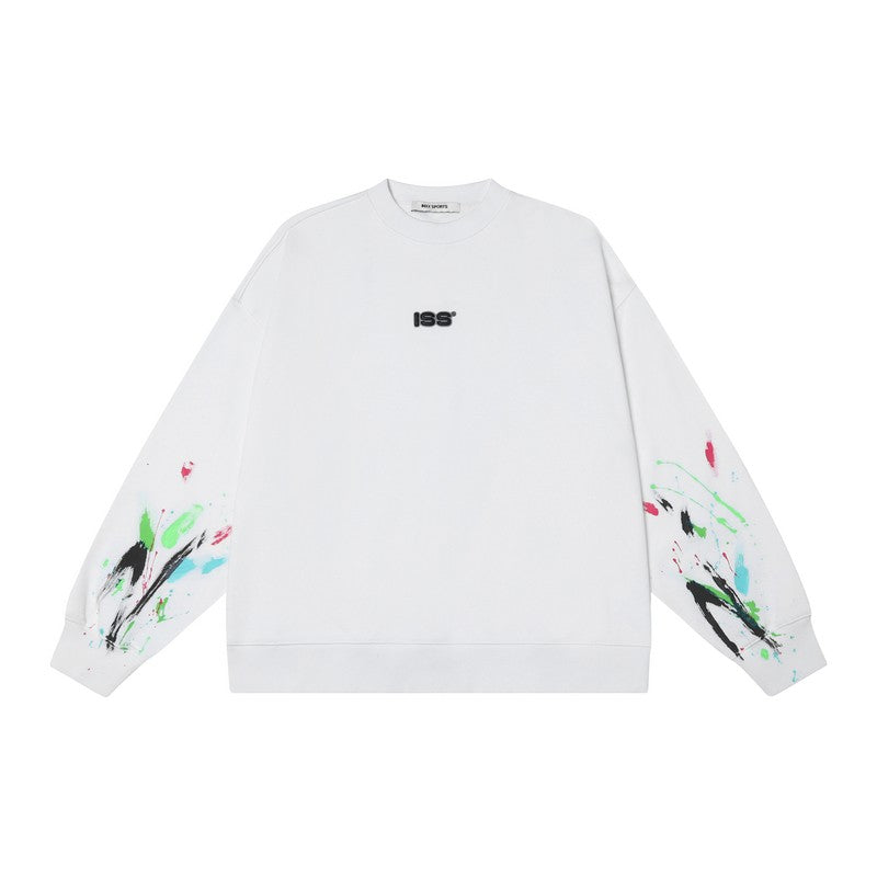 White sweatshirts unisex pullover cuffs painted