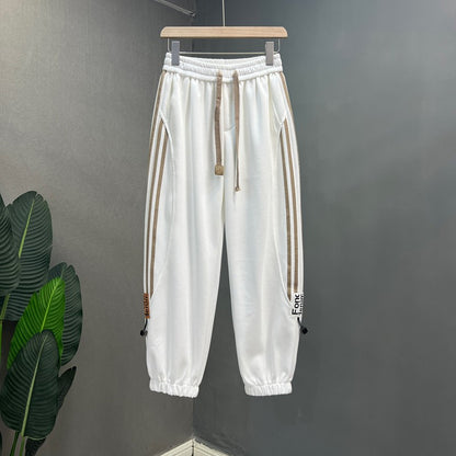 Side stripe casual sports pants for women