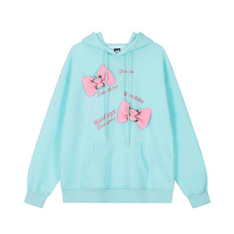 Pink bow women oversize hoodies