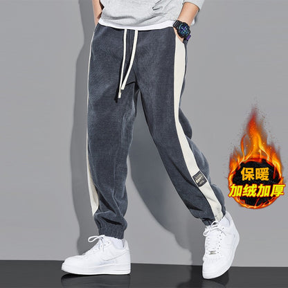 Grey joggers loose fitting ankle ties men's sports pants