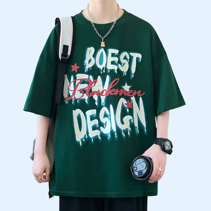 Heavyweight short-sleeved T-shirt men's summe graffiti top