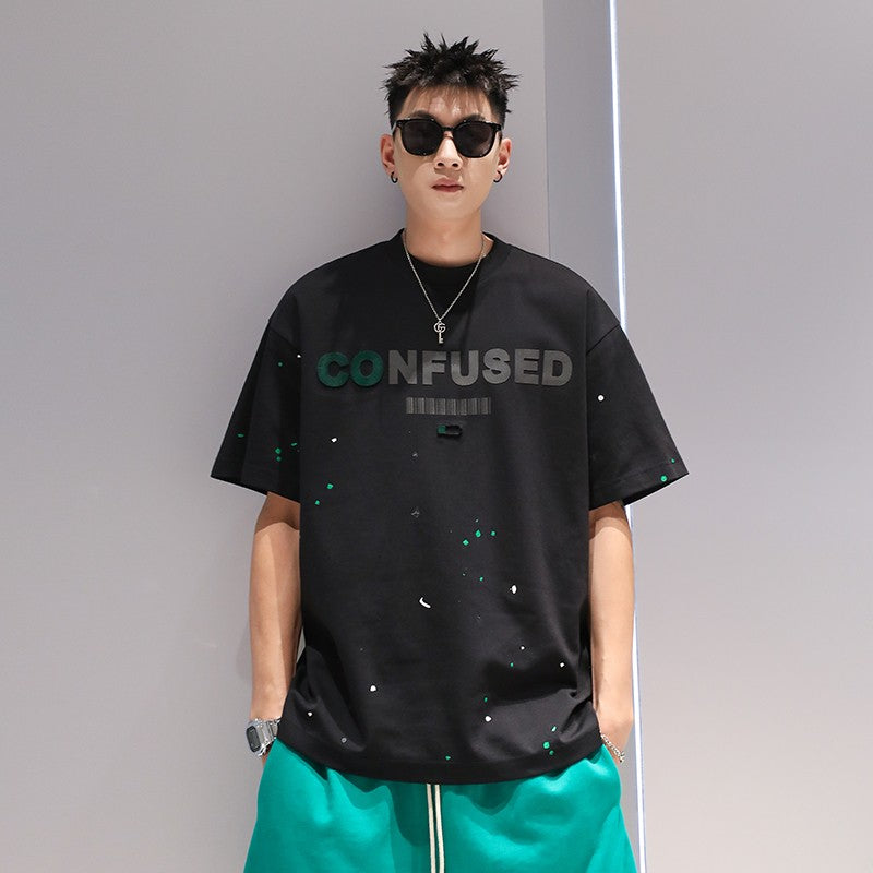 Men colore splash T-shirt men's summer couple tee