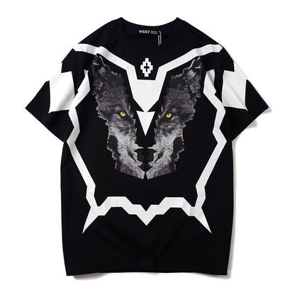 The wolf graphic unisex loose round neck t-shirt